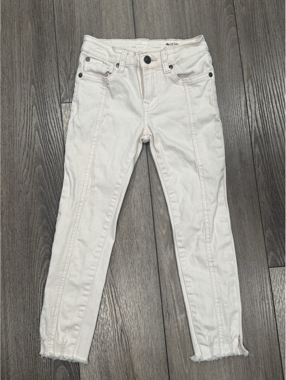 7 for all mankind Kids Little Girl Ankle Skinny Jean with Raw Hem White Size 8